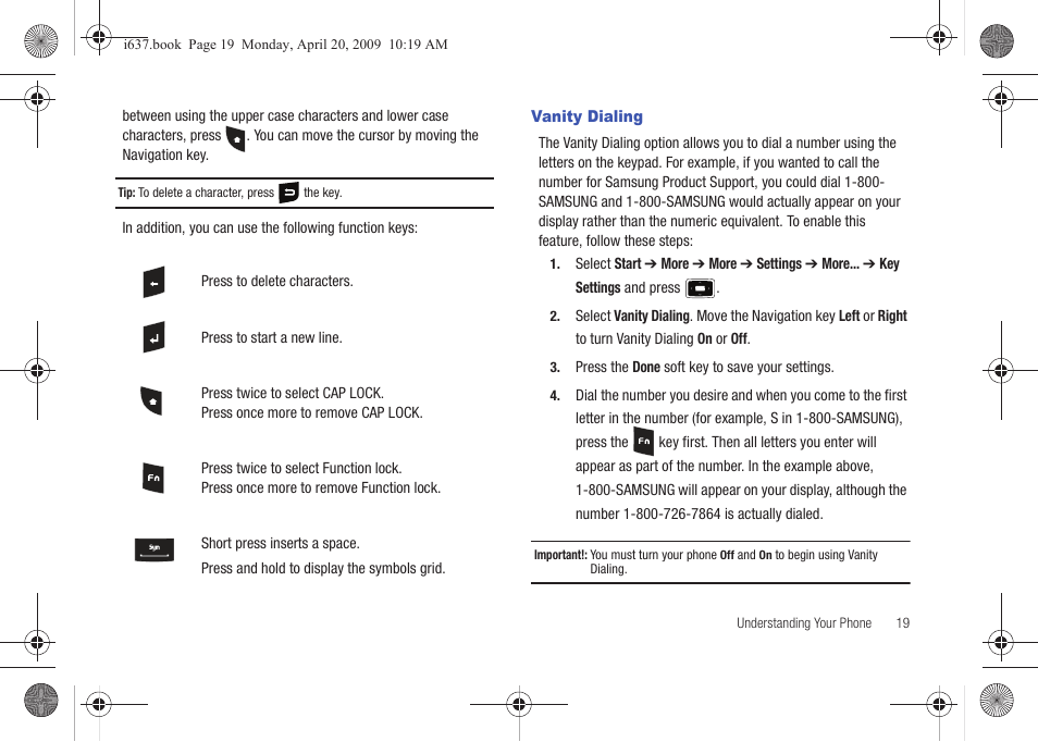 Vanity dialing | Samsung SGH-I637MAAATT User Manual | Page 23 / 158