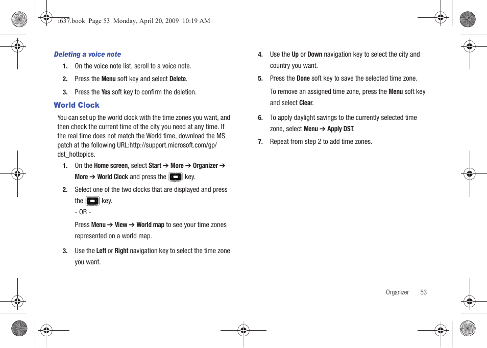 World clock | Samsung SGH-I637MAAATT User Manual | Page 57 / 158