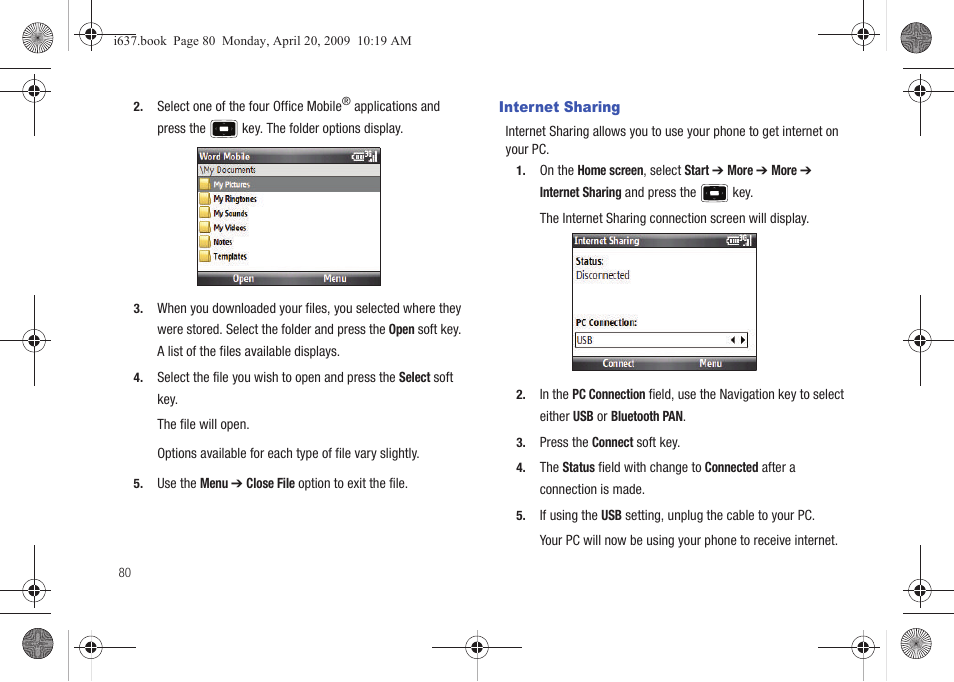 Internet sharing | Samsung SGH-I637MAAATT User Manual | Page 84 / 158