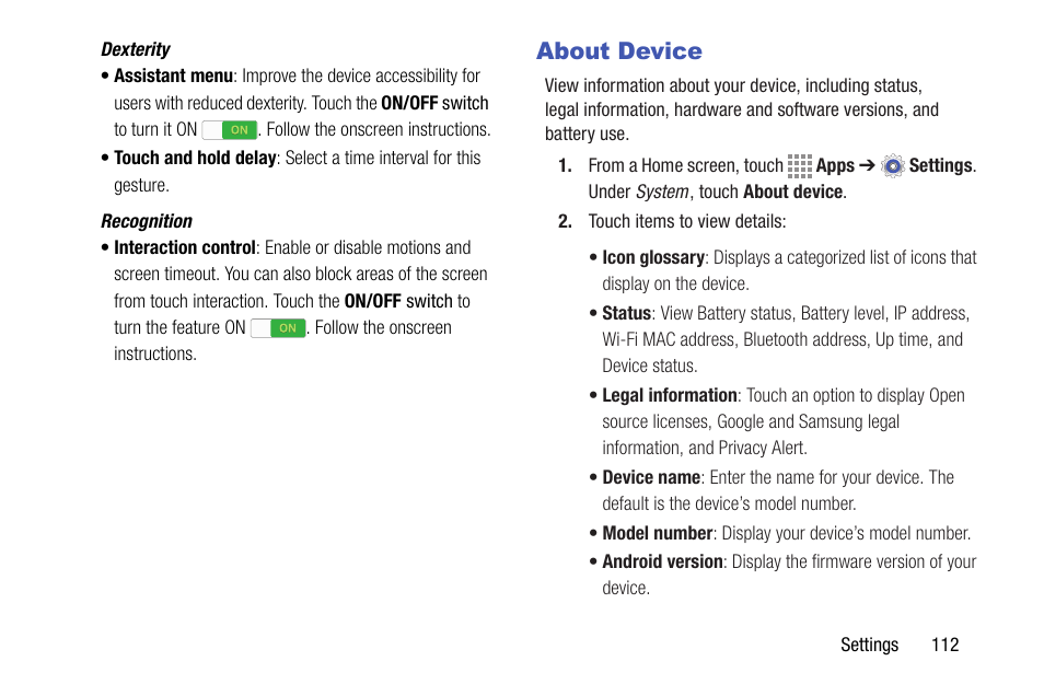 About device | Samsung SM-T337VYKAVZW User Manual | Page 118 / 122