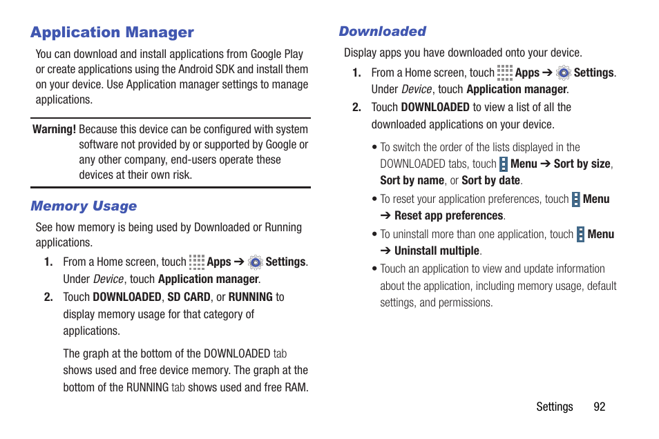 Application manager | Samsung SM-T337VYKAVZW User Manual | Page 98 / 122