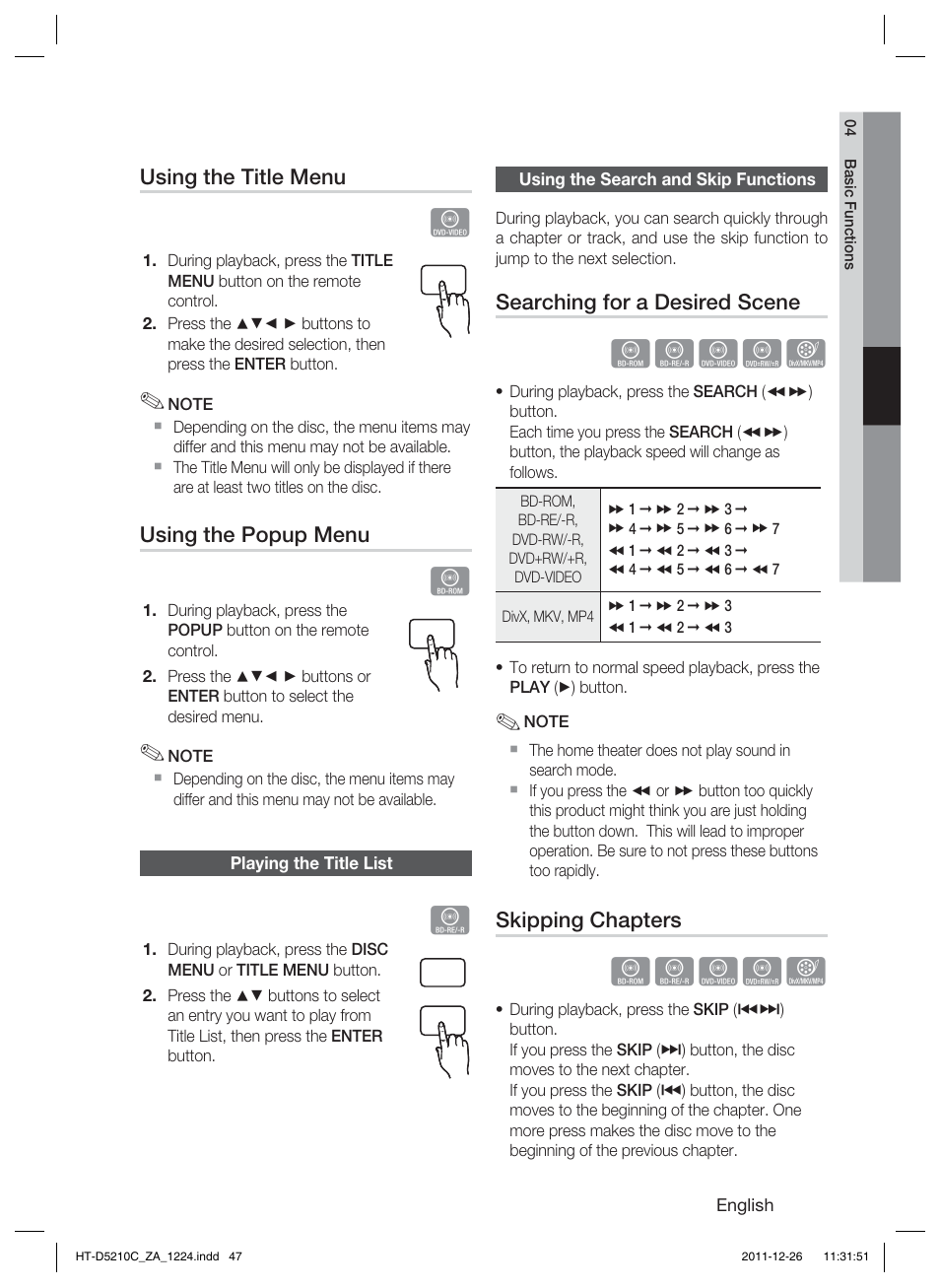 Hzzyx | Samsung HT-D5210C-ZA User Manual | Page 47 / 85