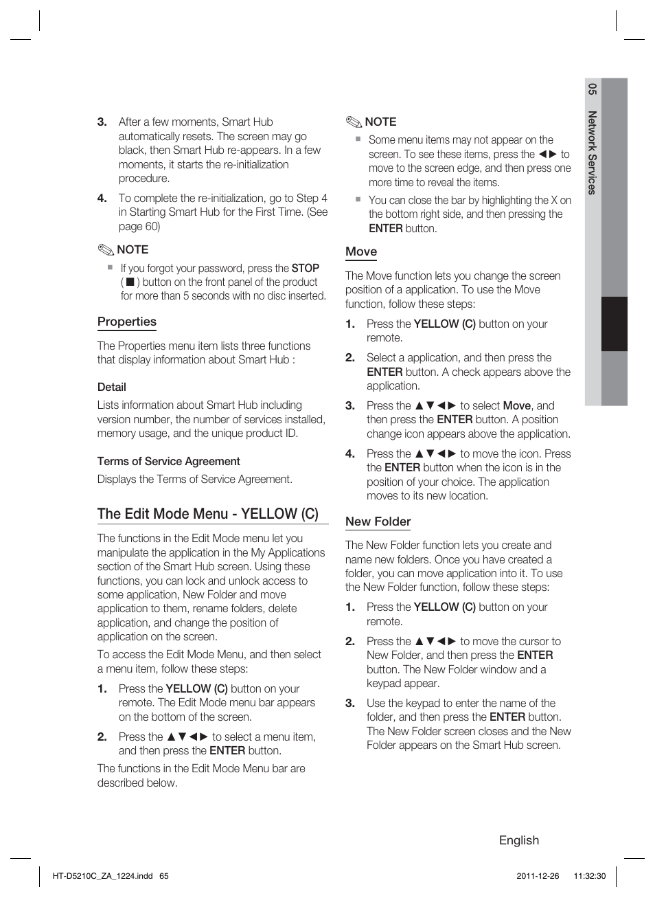 The edit mode menu - yellow (c) | Samsung HT-D5210C-ZA User Manual | Page 65 / 85