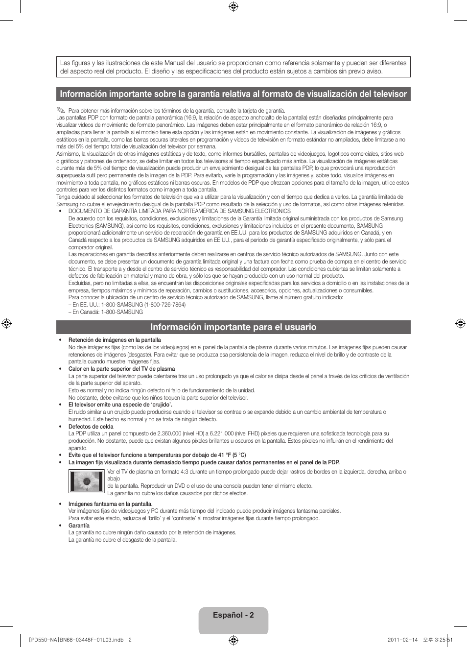 Información importante para el usuario | Samsung PN64D550C1FXZA User Manual | Page 22 / 61