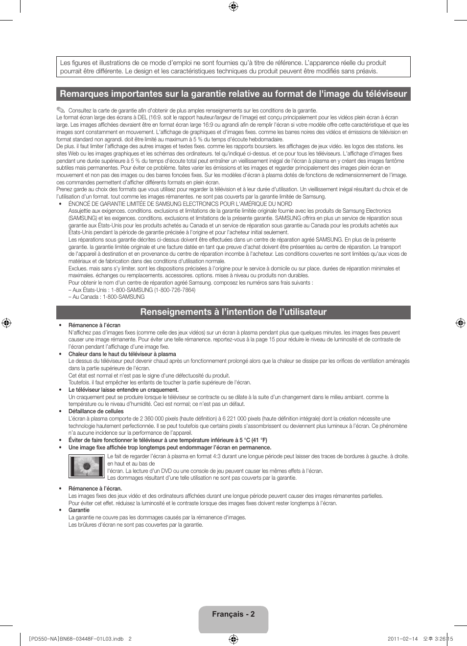 Renseignements à l’intention de l’utilisateur | Samsung PN64D550C1FXZA User Manual | Page 42 / 61