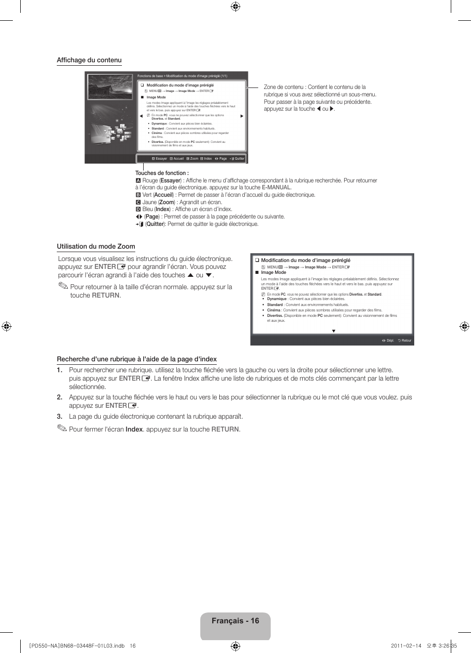 Français - 16 | Samsung PN64D550C1FXZA User Manual | Page 56 / 61