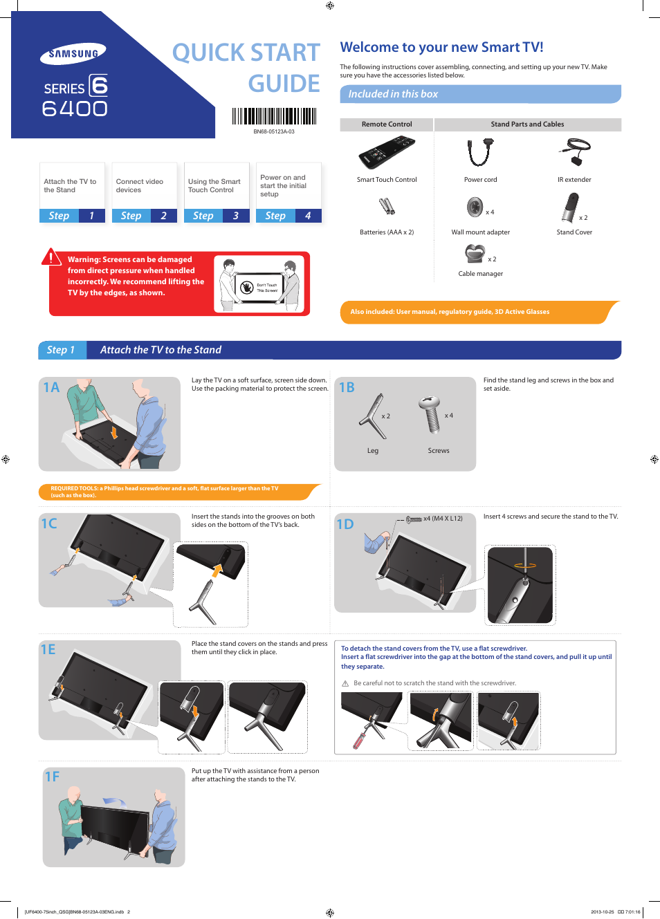 Samsung UN75F6400AFXZA User Manual | 2 pages