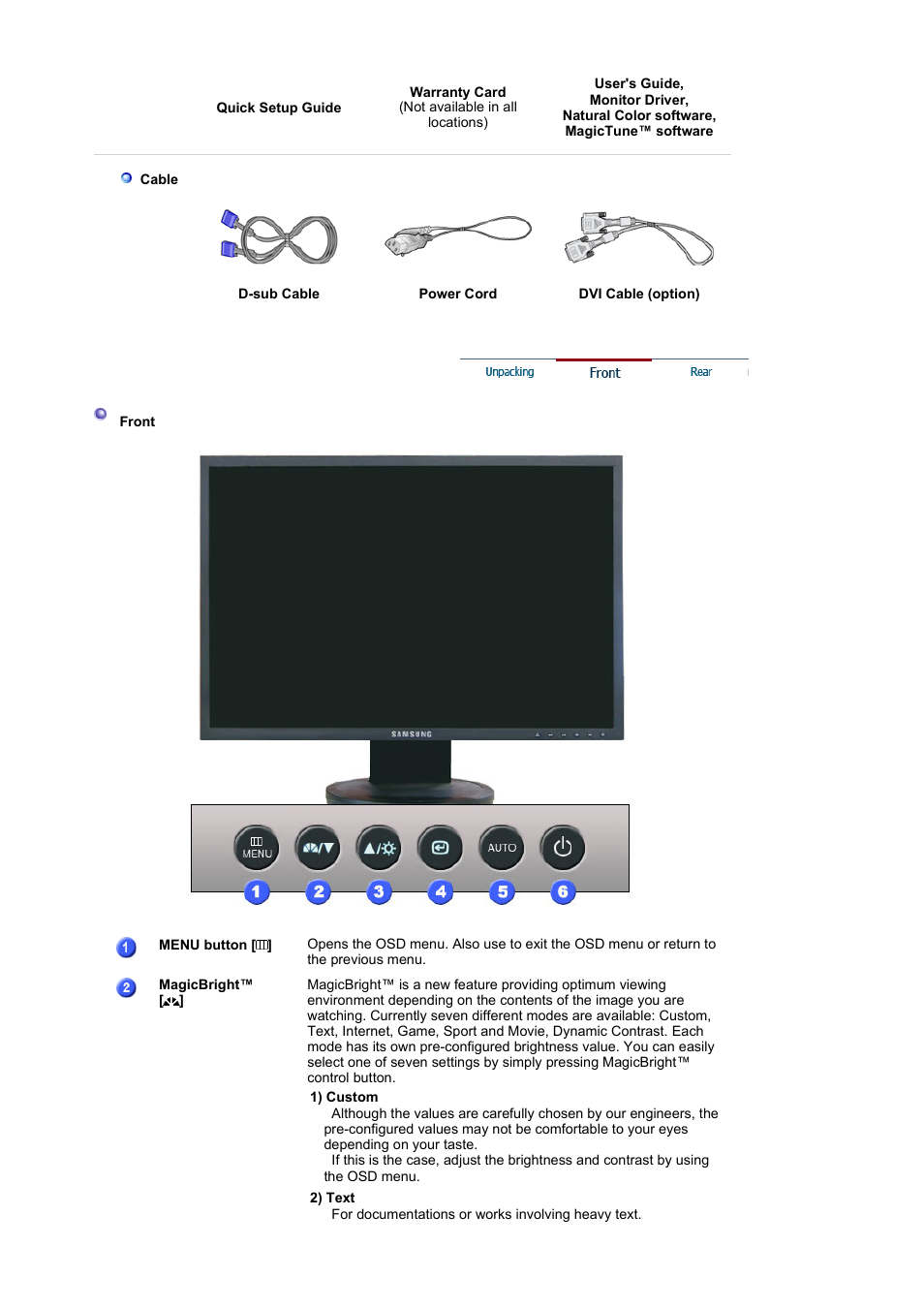Rear | Samsung LS19HAKCBQ-XAA User Manual | Page 11 / 52