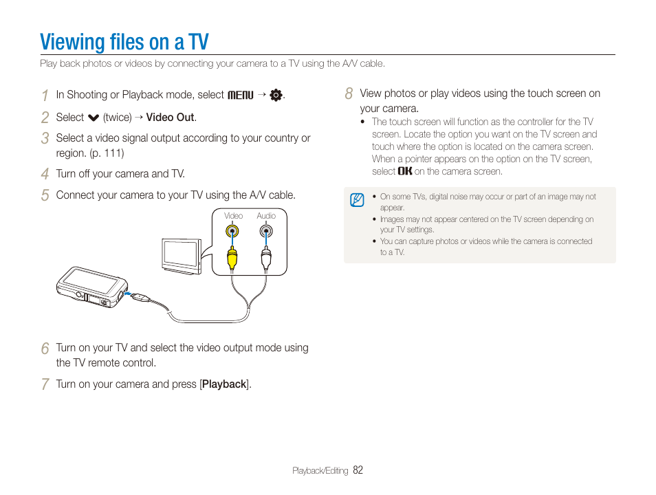 Viewing files on a tv, Viewing ﬁles on a tv | Samsung EC-ST80ZZBPBUS User Manual | Page 83 / 134
