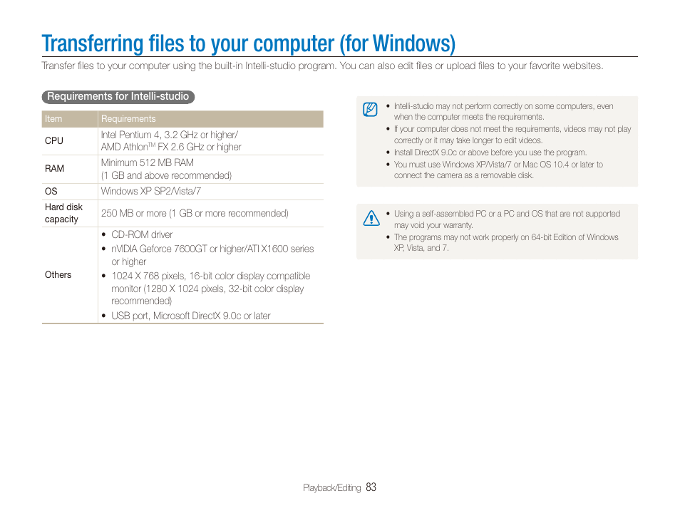 Transferring files to your computer (for windows), Transferring ﬁles to your computer (for windows), Transferring ﬁles to your computer | For windows) | Samsung EC-ST80ZZBPBUS User Manual | Page 84 / 134