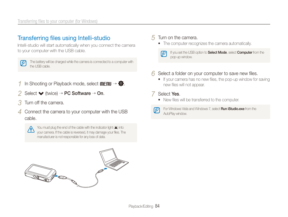 Transferring files using intelli-studio, Transferring ﬁles using intelli-studio, Transferring ﬁles using intelli-studio ………… 84 | Samsung EC-ST80ZZBPBUS User Manual | Page 85 / 134