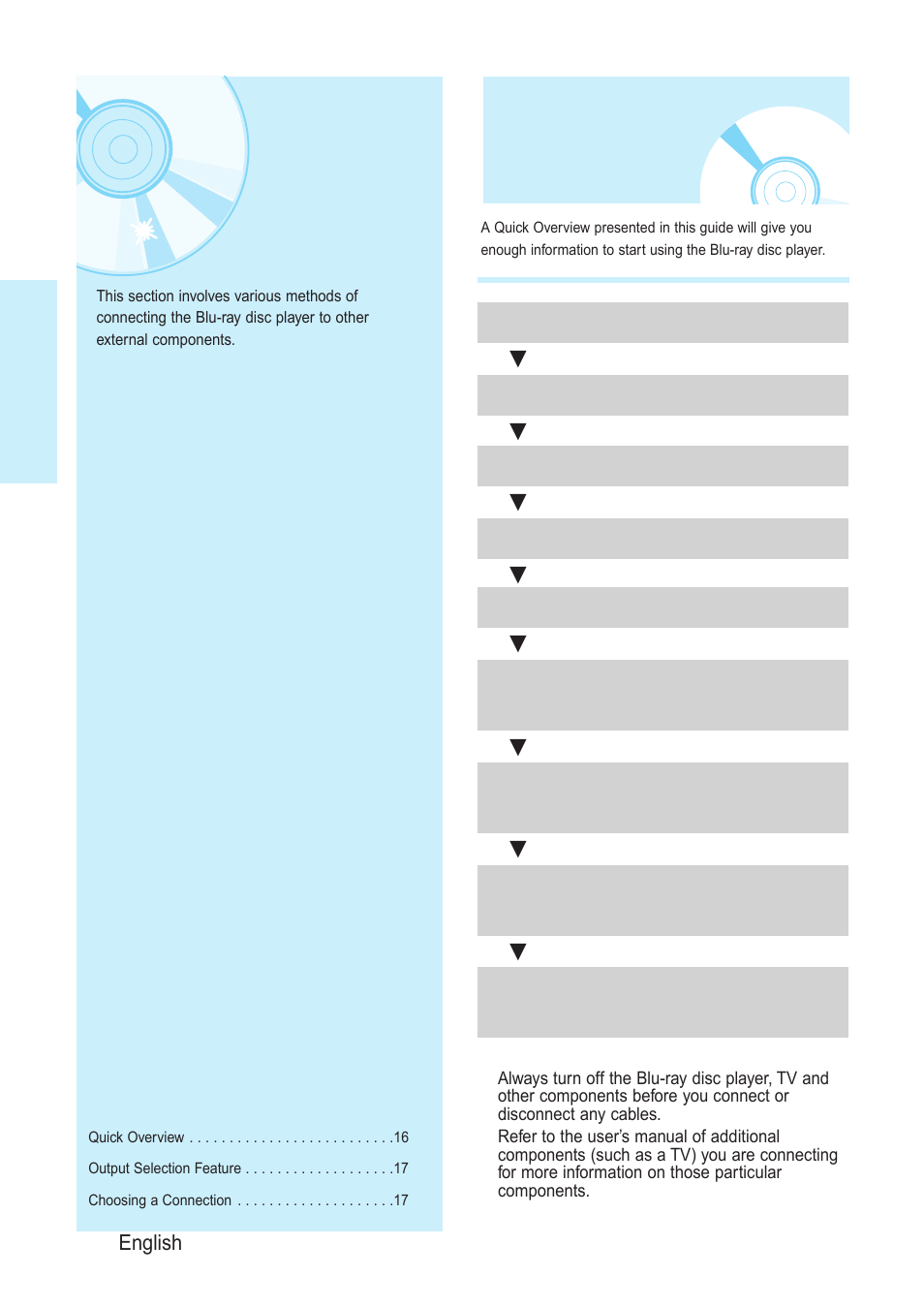 Connections, Quick overview | Samsung BD-P1200-XAA User Manual | Page 17 / 56