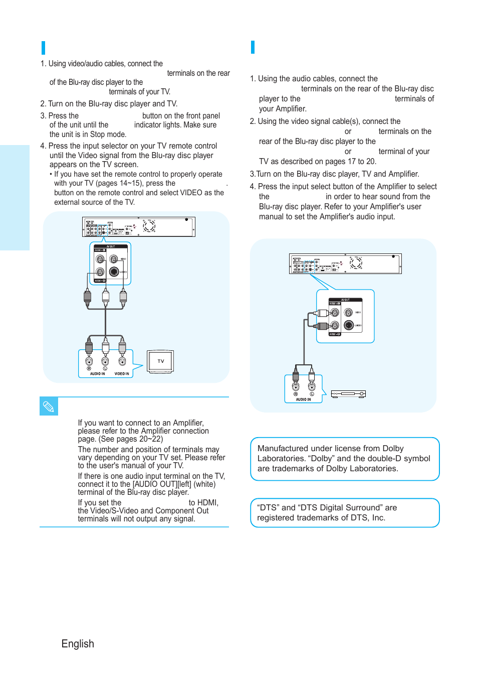 Connecting to a tv(video), Connecting, 20 - english | Samsung BD-P1200-XAA User Manual | Page 21 / 56