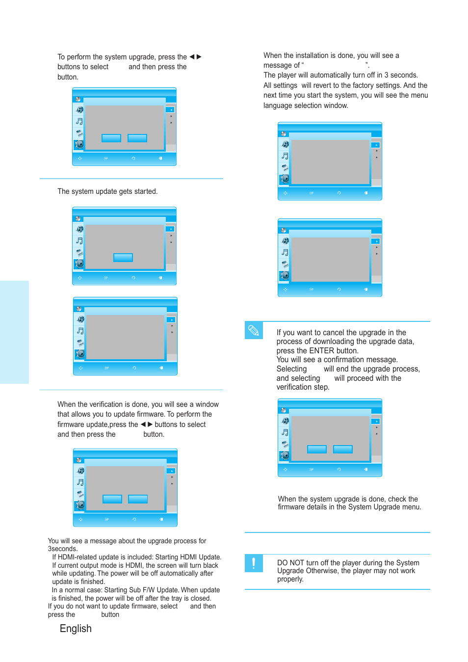 System setup, 46 - english, The system update gets started | Samsung BD-P1200-XAA User Manual | Page 47 / 56