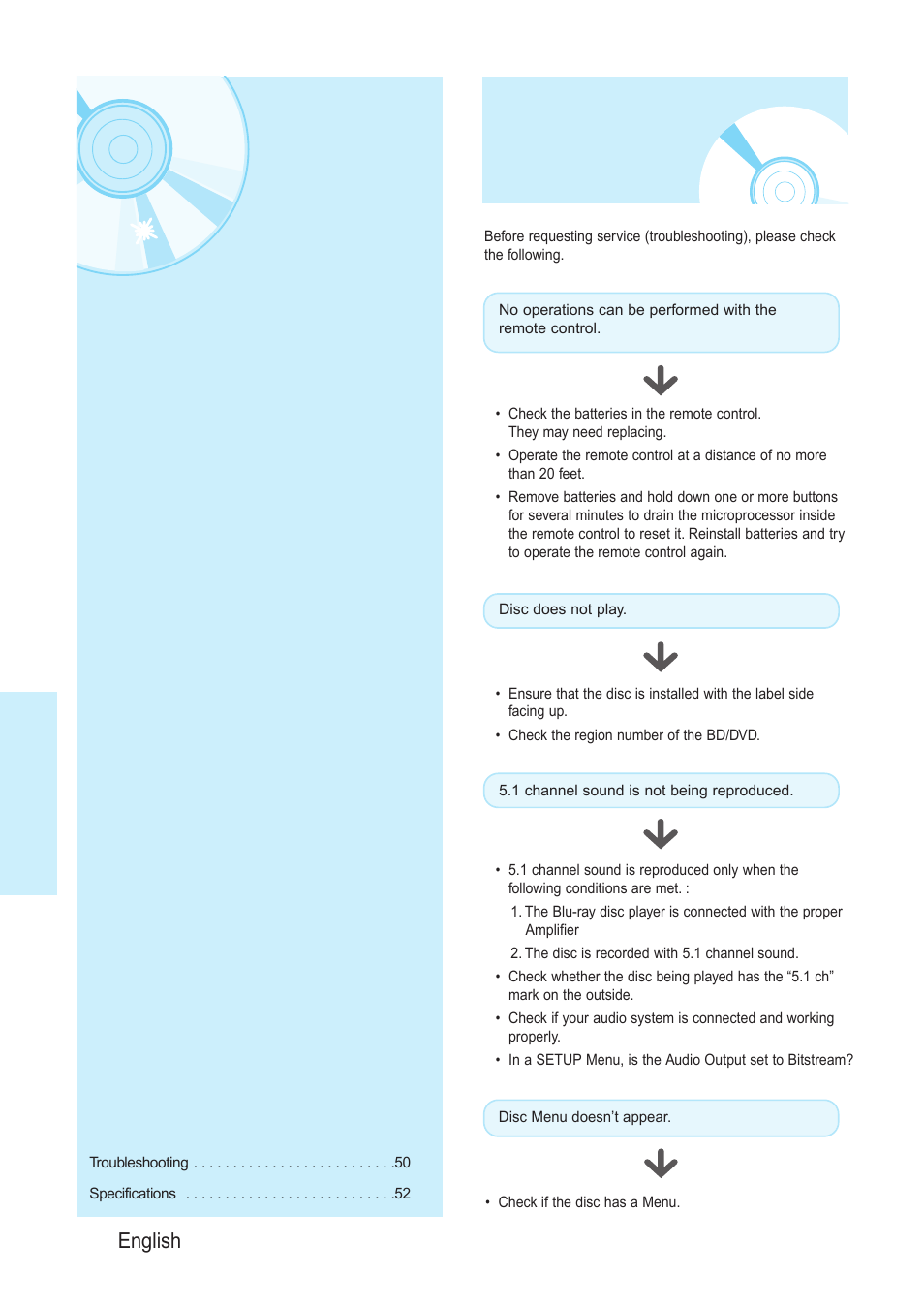 Reference, Troubleshooting | Samsung BD-P1200-XAA User Manual | Page 51 / 56