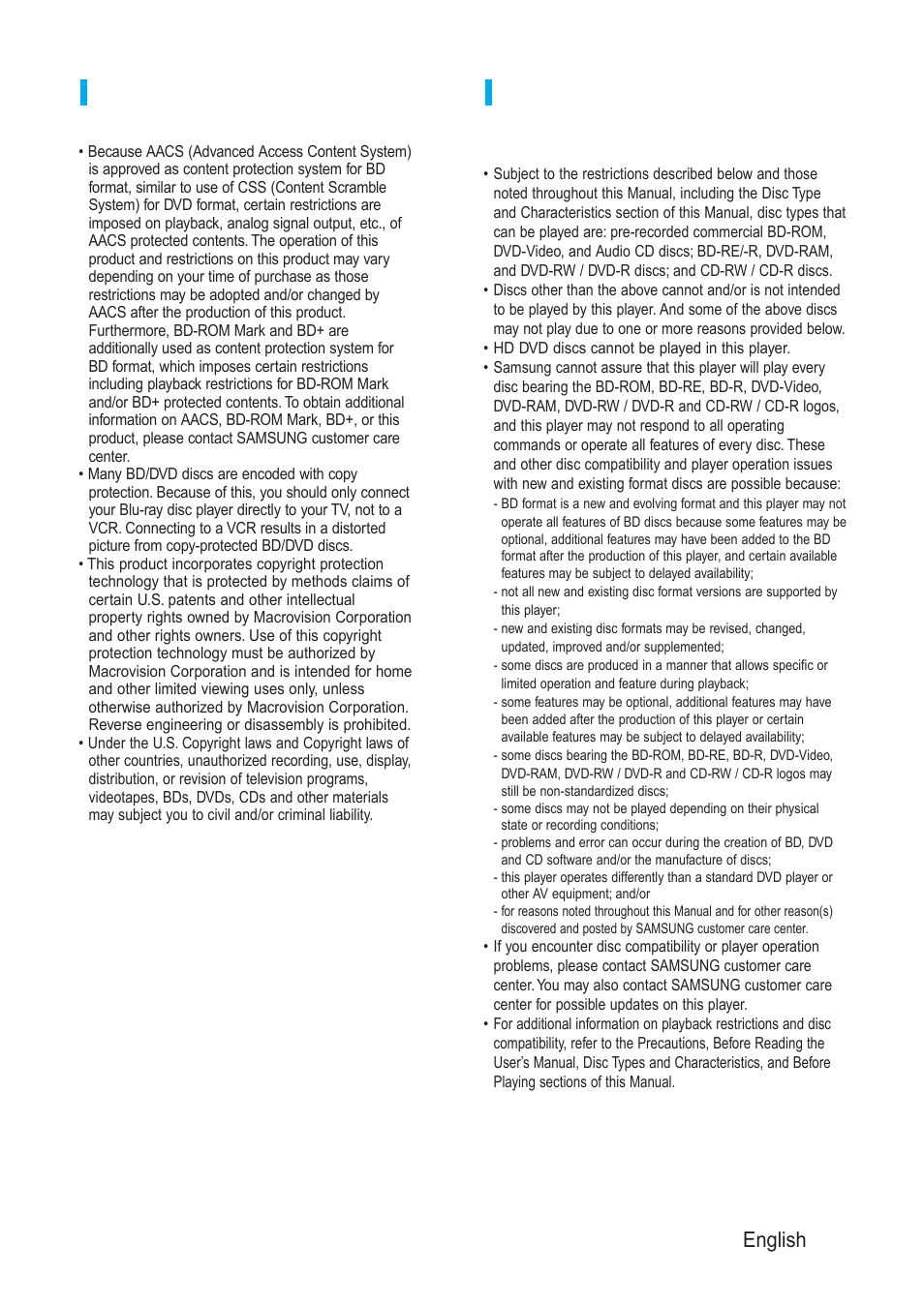 English - 53 copy protection, Compliance and compatibility notice | Samsung BD-P1200-XAA User Manual | Page 54 / 56