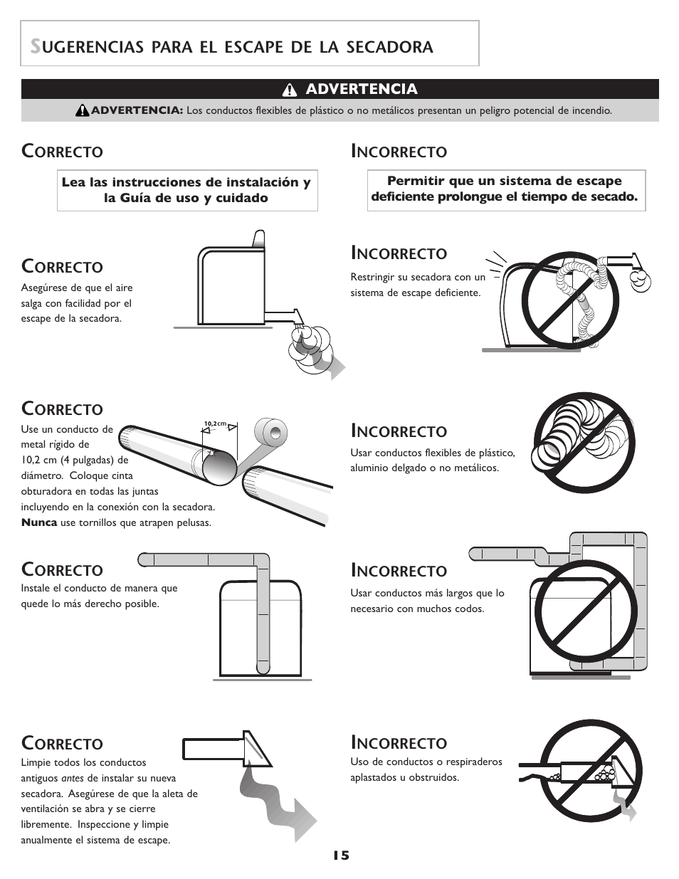 Ugerencias para el escape de la secadora | Amana ND-68 User Manual | Page 16 / 24