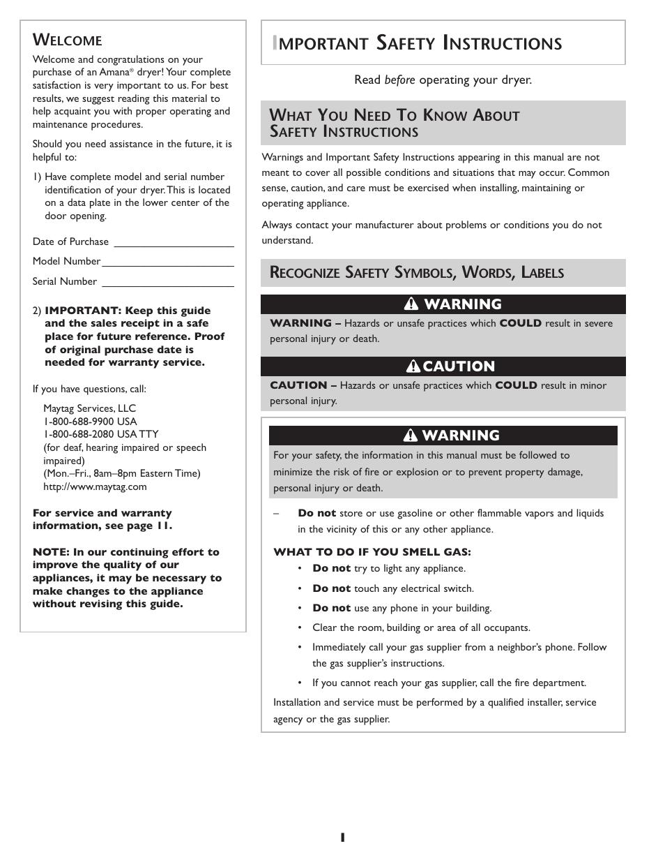 Mportant, Afety, Nstructions | Amana ND-68 User Manual | Page 2 / 24