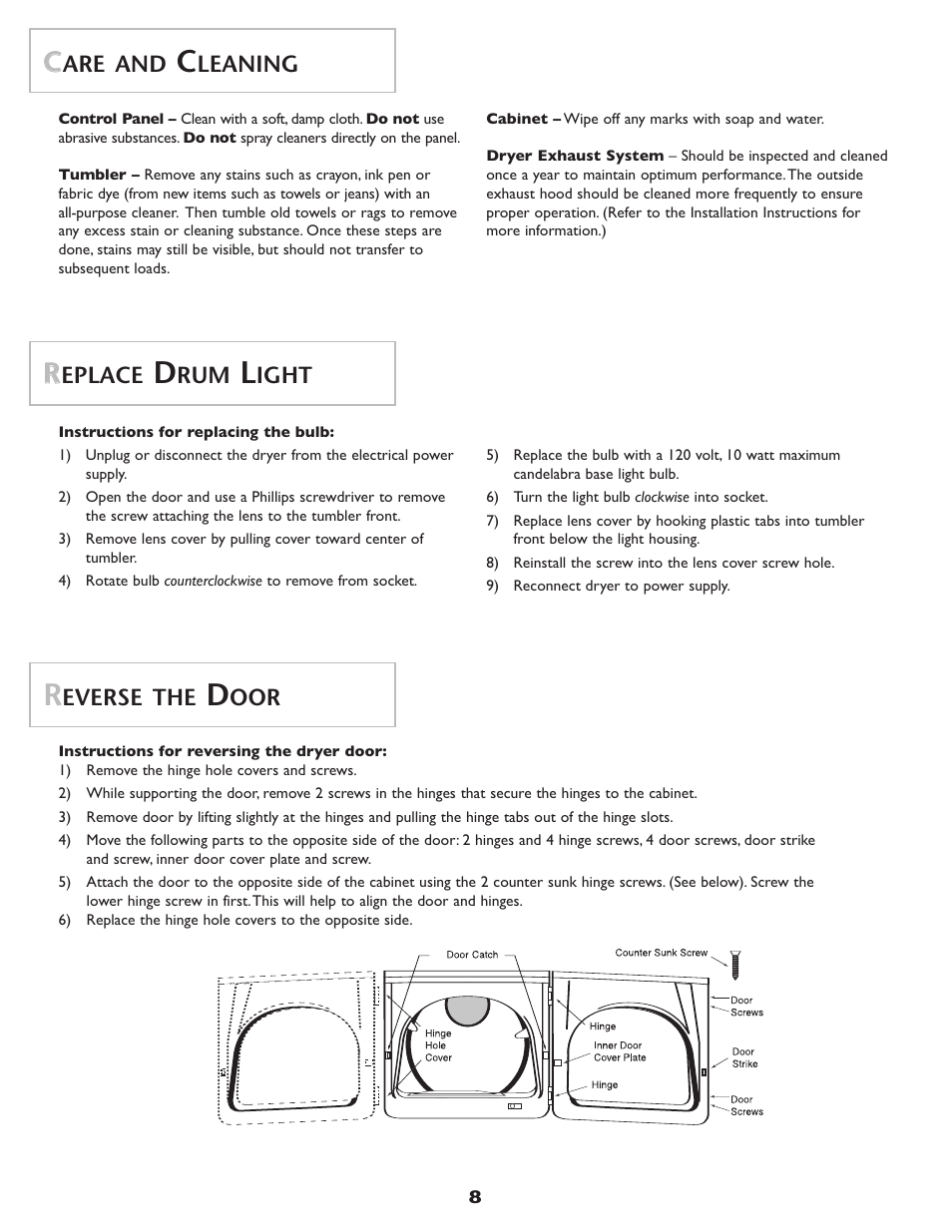 Are and, Leaning, Eplace | Ight, Everse the | Amana ND-68 User Manual | Page 9 / 24