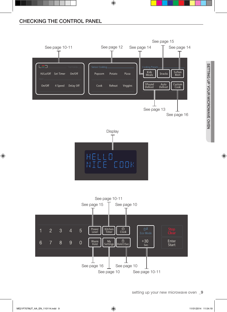 Checking the control panel | Samsung ME21F707MJT-AA User Manual | Page 9 / 52
