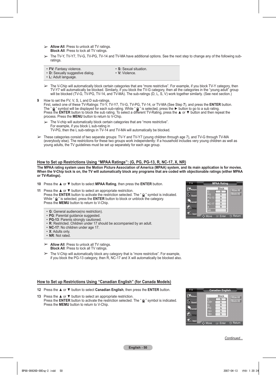 Samsung HLT5055WX-XAA User Manual | Page 50 / 68