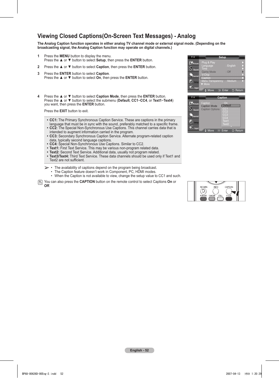 Samsung HLT5055WX-XAA User Manual | Page 52 / 68