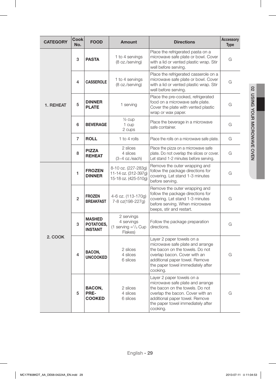 Samsung MC17F808KDT-AA User Manual | Page 29 / 48