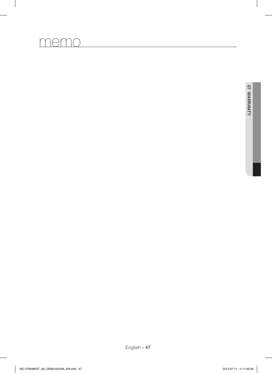 Samsung MC17F808KDT-AA User Manual | Page 47 / 48
