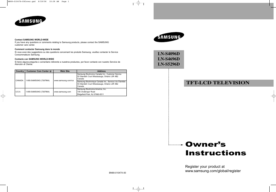 Samsung LNS5296DX-XAA User Manual | 380 pages
