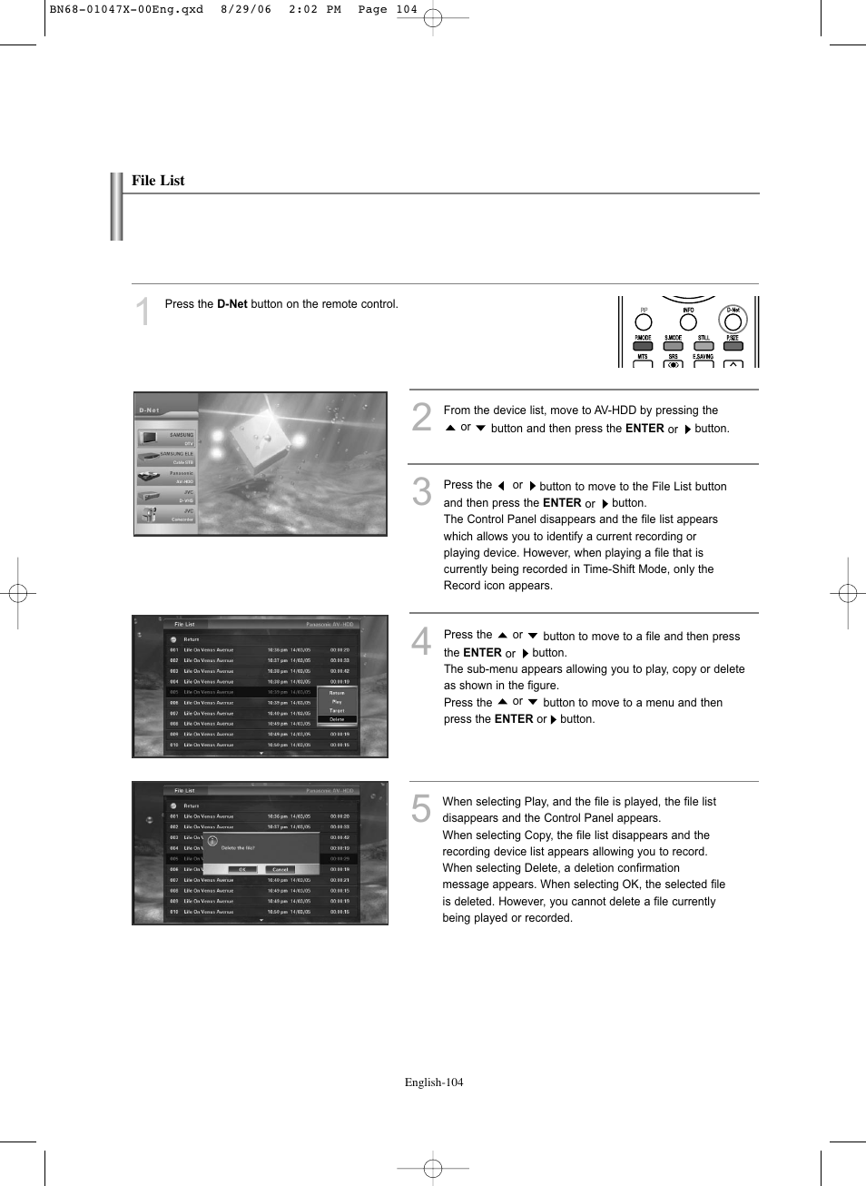 File list | Samsung LNS5296DX-XAA User Manual | Page 106 / 380