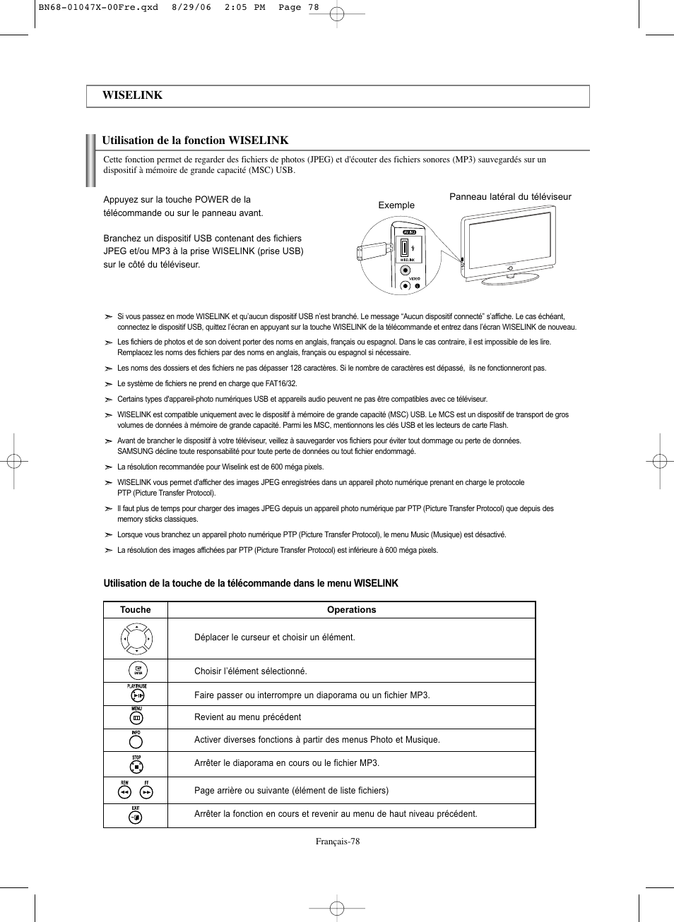 Utilisation de la fonction wiselink wiselink | Samsung LNS5296DX-XAA User Manual | Page 206 / 380