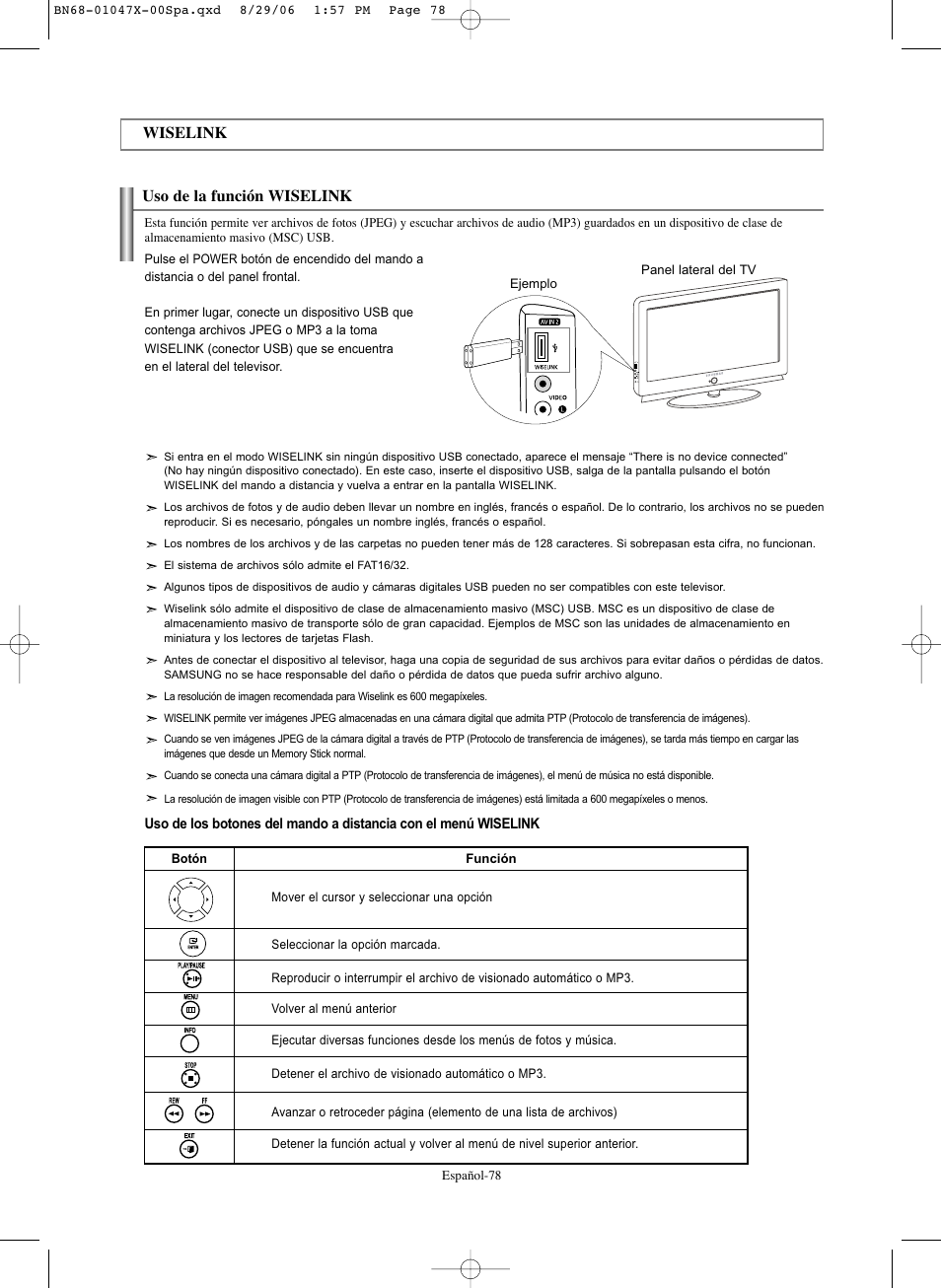 Uso de la función wiselink wiselink | Samsung LNS5296DX-XAA User Manual | Page 332 / 380