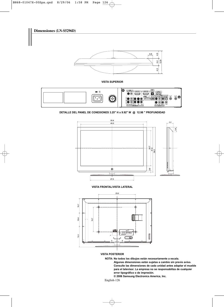 Dimensiones (ln-s5296d) | Samsung LNS5296DX-XAA User Manual | Page 380 / 380