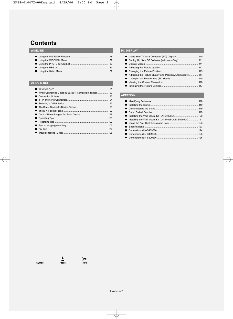 Samsung LNS5296DX-XAA User Manual | Page 4 / 380