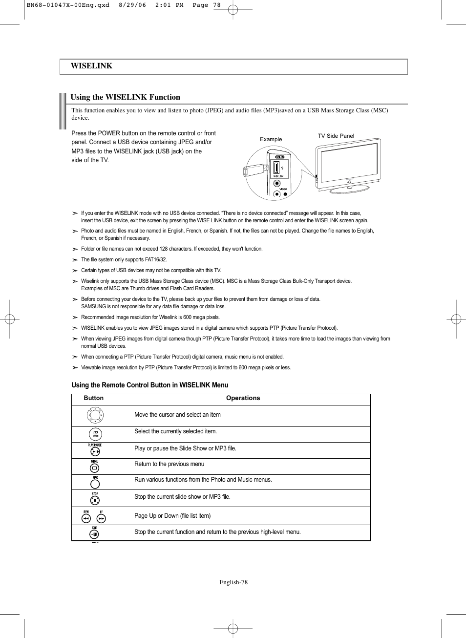 Wiselink, Using the wiselink function, Using the wiselink function wiselink | Samsung LNS5296DX-XAA User Manual | Page 80 / 380