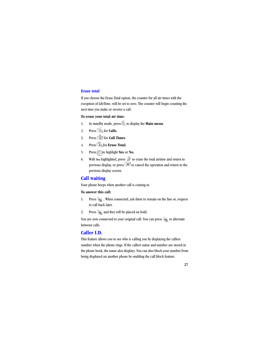 Call waiting, Caller i.d | Samsung SCH-A530ZSVXAR User Manual | Page 39 / 134