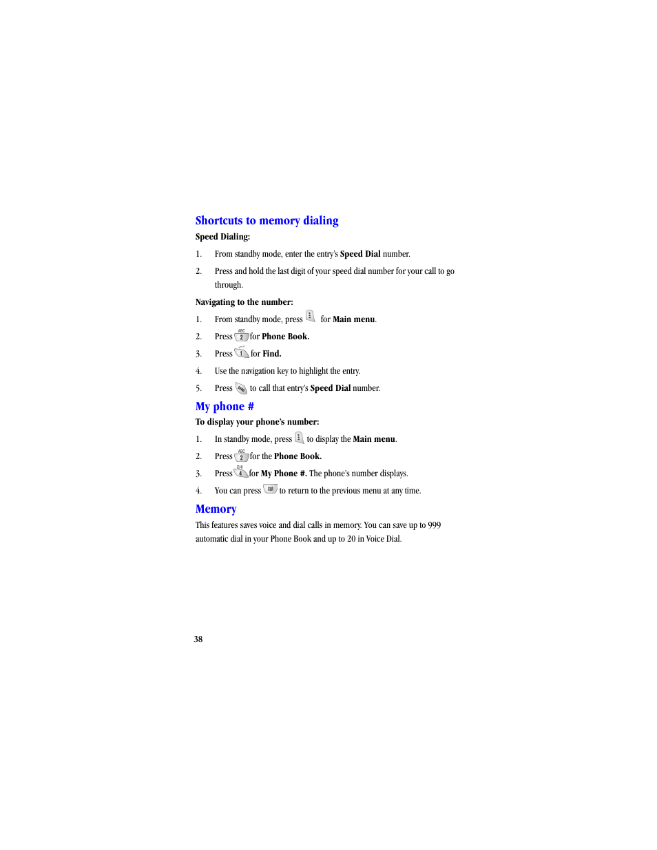 Shortcuts to memory dialing, My phone, Memory | Samsung SCH-A530ZSVXAR User Manual | Page 50 / 134