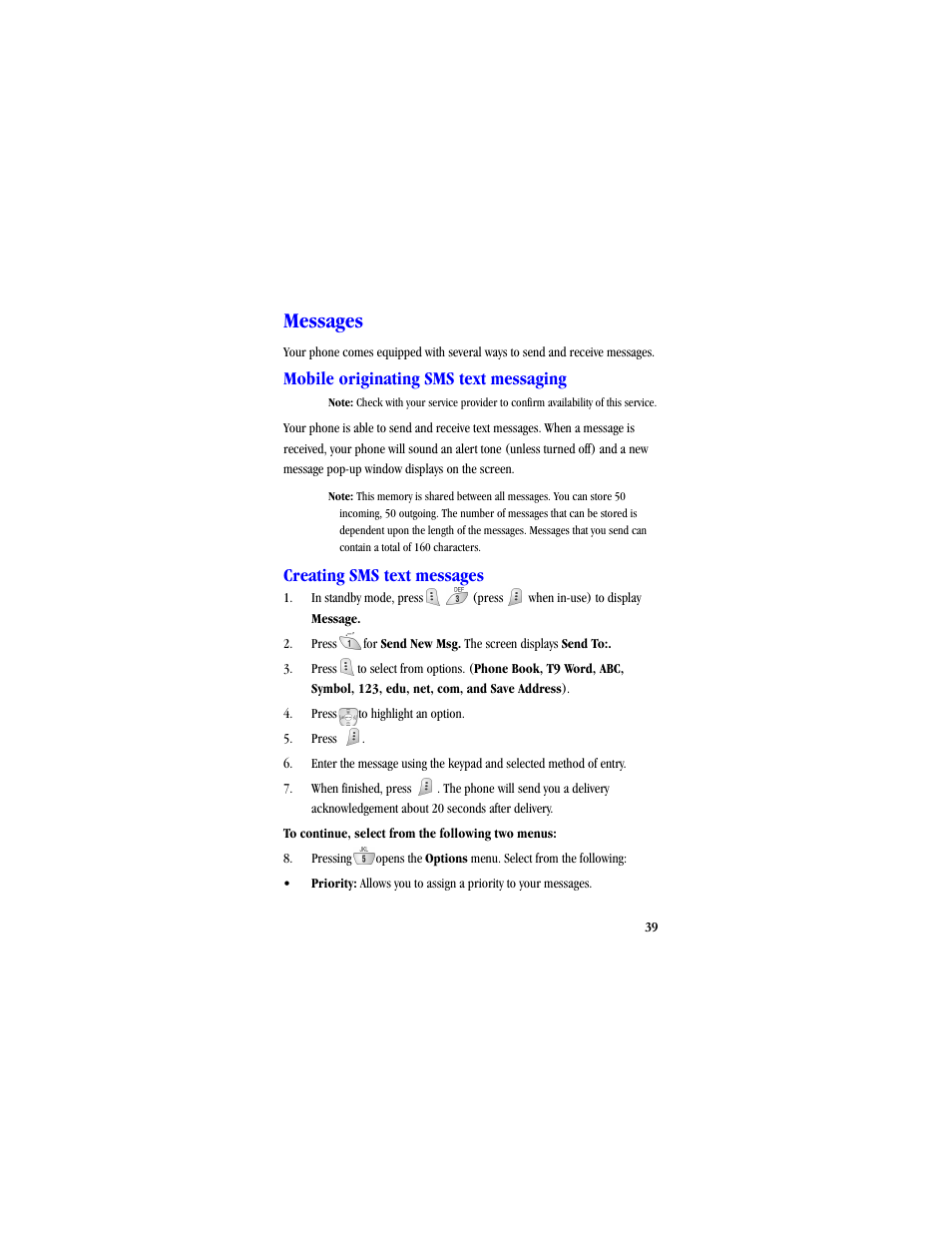 Messages, Mobile originating sms text messaging, Creating sms text messages | Samsung SCH-A530ZSVXAR User Manual | Page 51 / 134