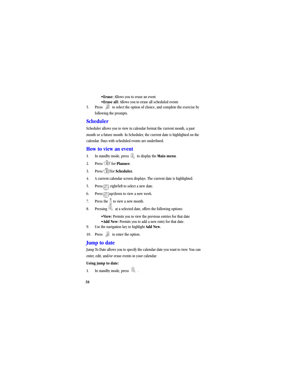 Scheduler, How to view an event, Jump to date | Samsung SCH-A530ZSVXAR User Manual | Page 70 / 134