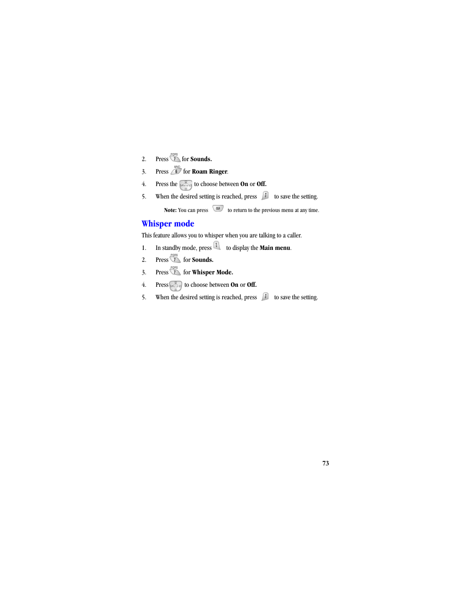 Whisper mode | Samsung SCH-A530ZSVXAR User Manual | Page 85 / 134