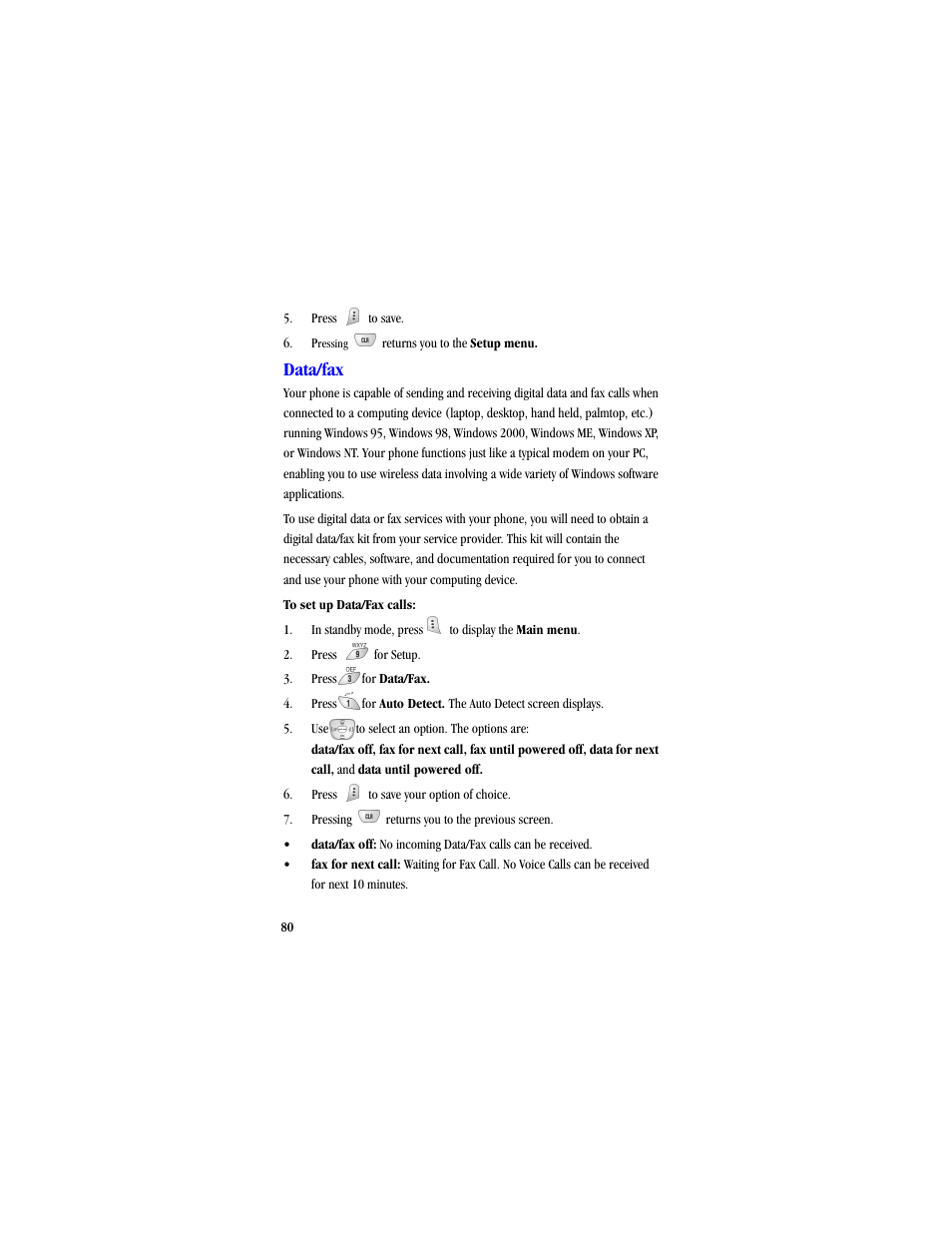 Data/fax | Samsung SCH-A530ZSVXAR User Manual | Page 92 / 134