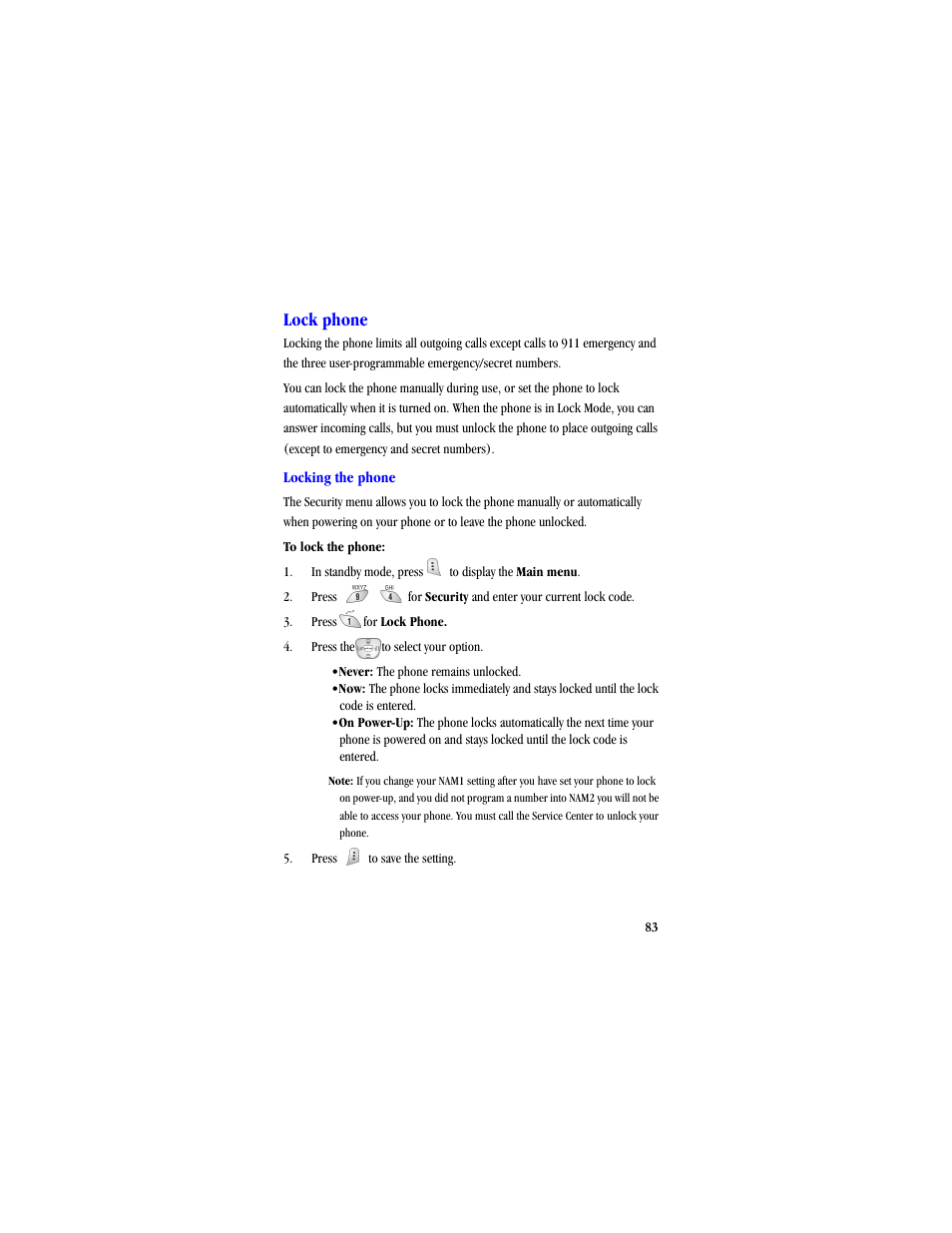 Lock phone | Samsung SCH-A530ZSVXAR User Manual | Page 95 / 134