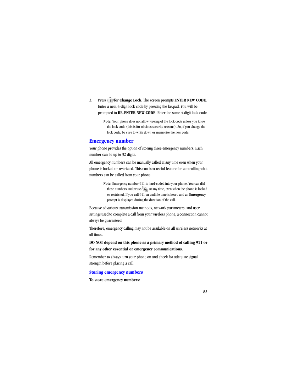 Emergency number | Samsung SCH-A530ZSVXAR User Manual | Page 97 / 134