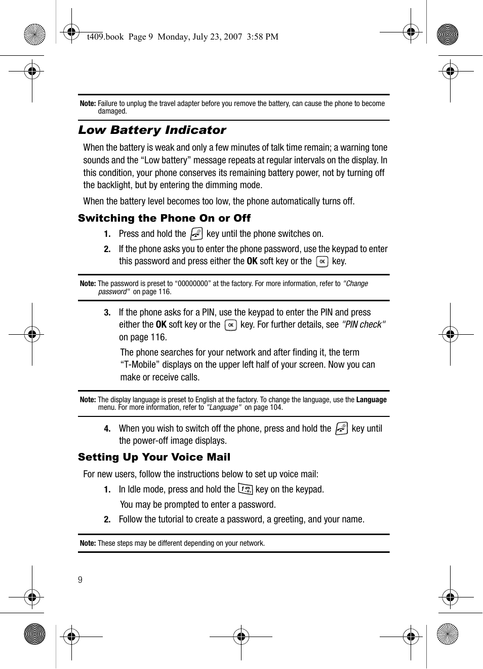 Low battery indicator | Samsung SGH-T409MBATMB User Manual | Page 12 / 162