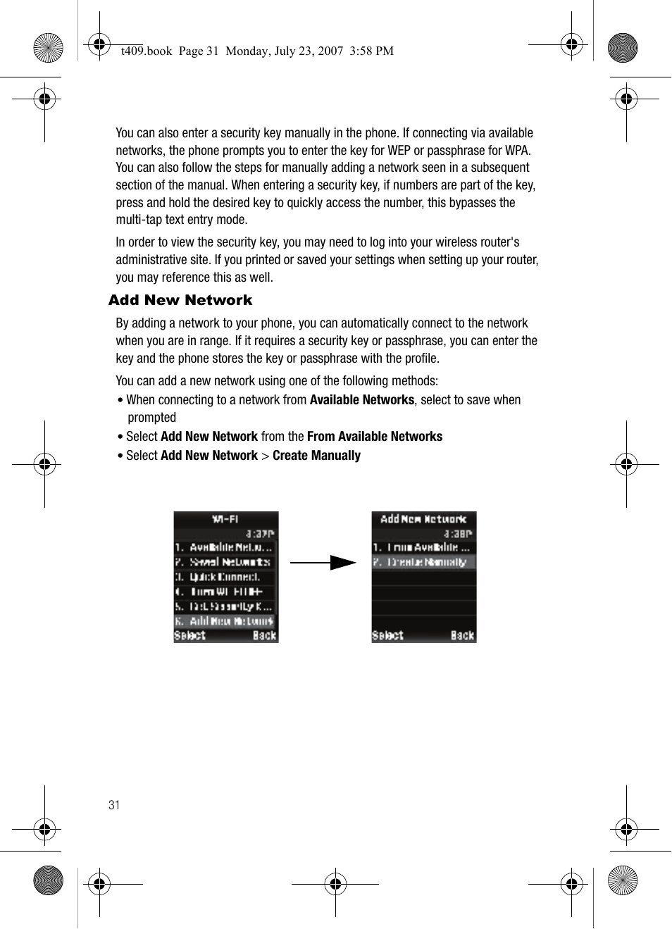 Add new network | Samsung SGH-T409MBATMB User Manual | Page 34 / 162