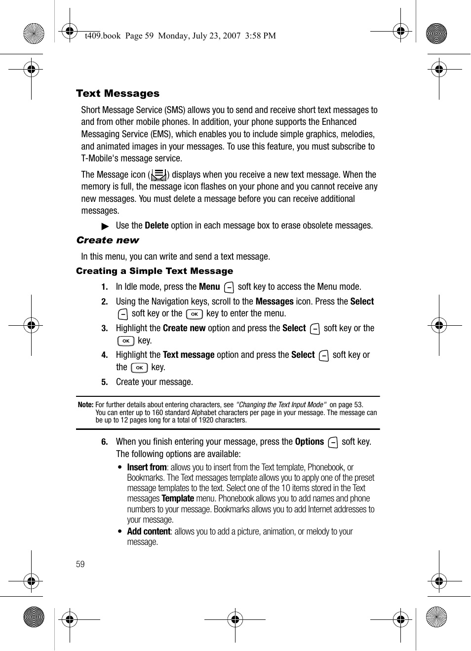 Text messages | Samsung SGH-T409MBATMB User Manual | Page 62 / 162