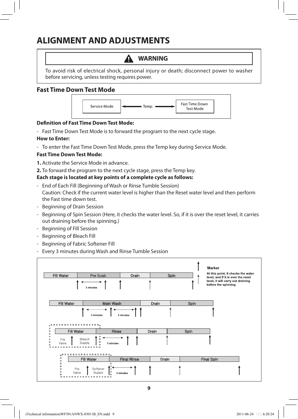 Alignment and adjustments | Samsung WF501ANW-XAA User Manual | Page 9 / 20