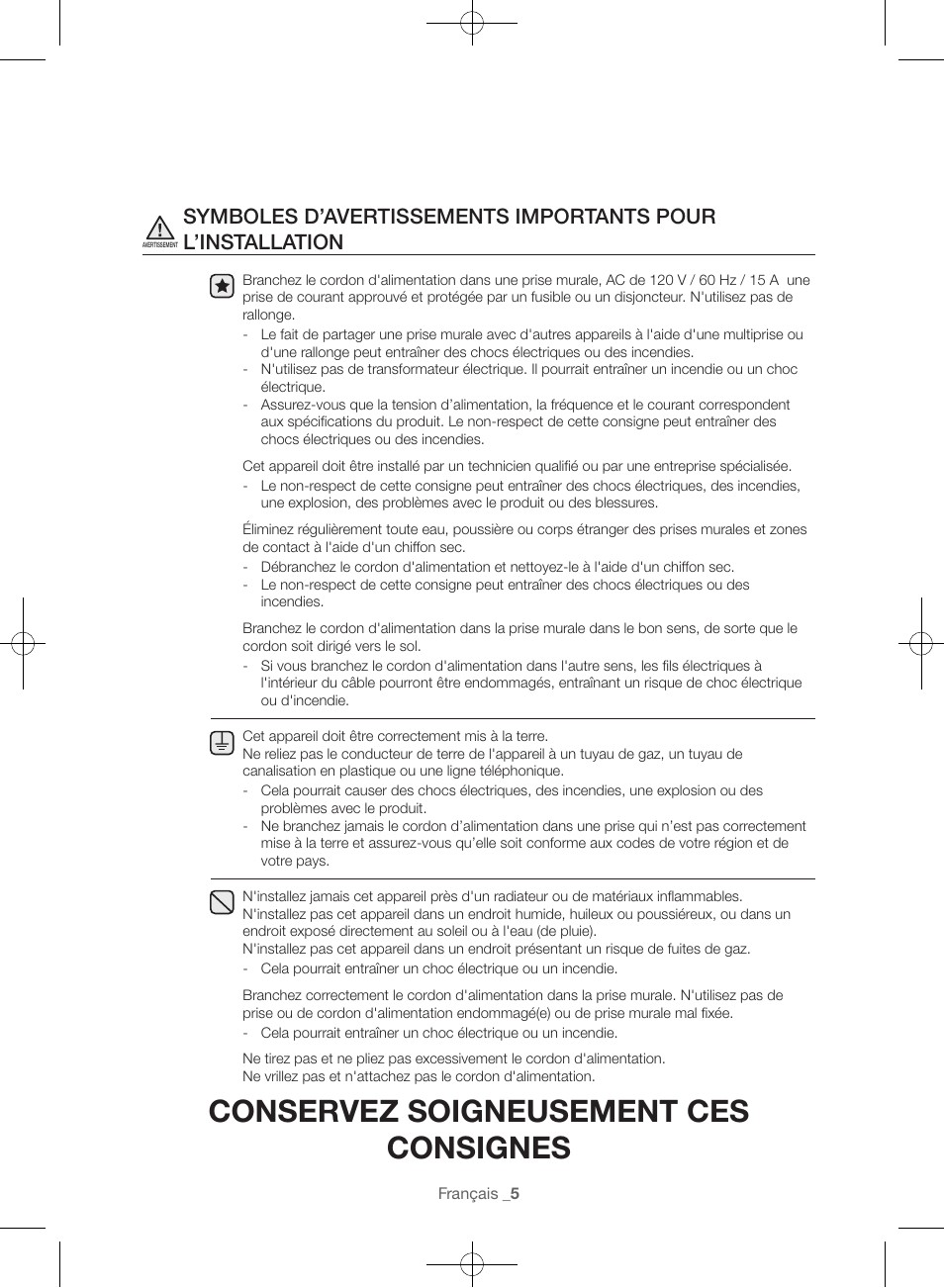 Conservez soigneusement ces consignes | Samsung WF45H6300AW-A2 User Manual | Page 53 / 144