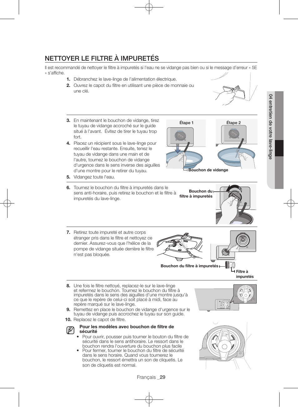 Nettoyer le filtre à impuretés | Samsung WF45H6300AW-A2 User Manual | Page 77 / 144