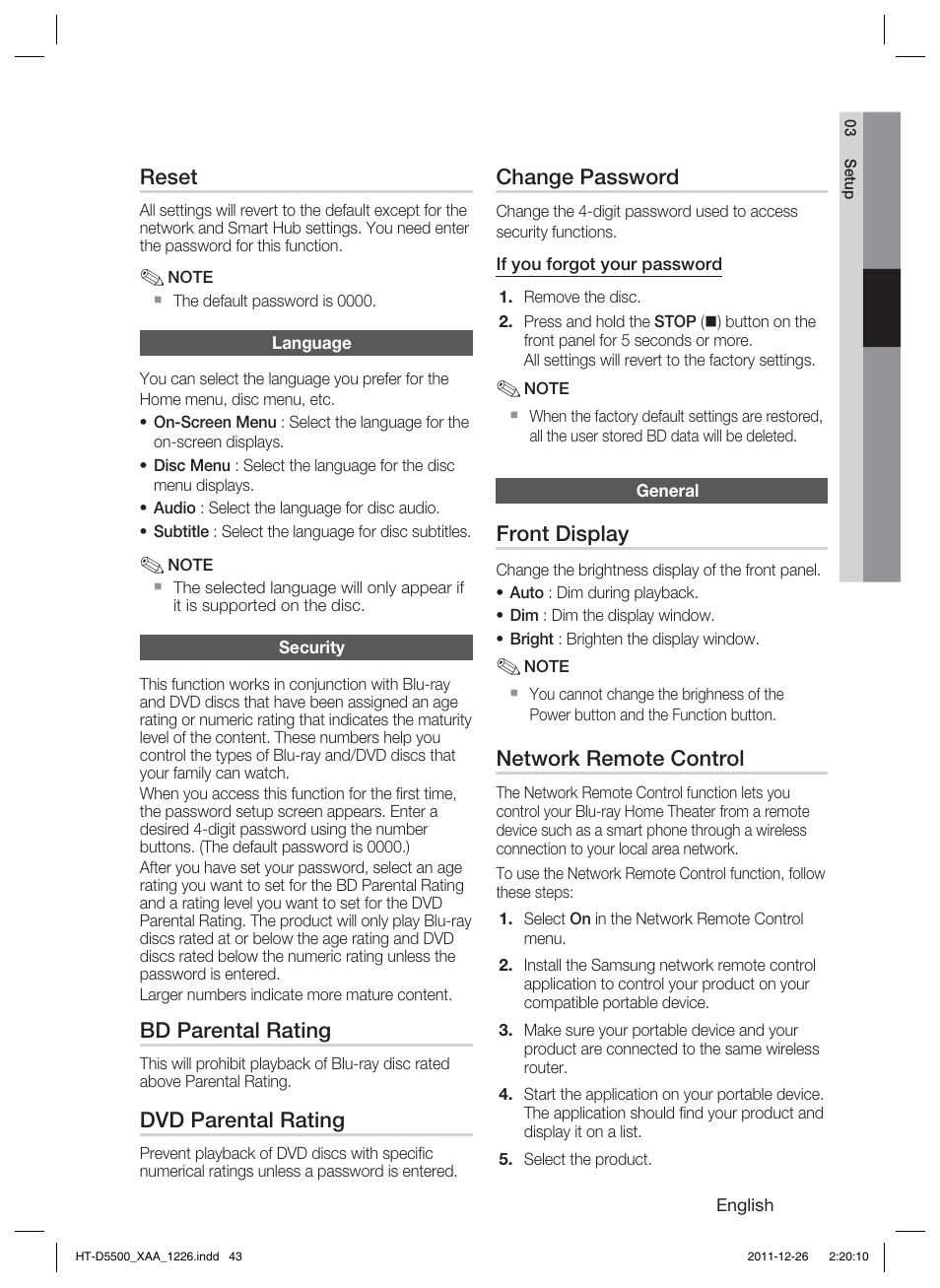 Samsung HT-D5500-ZA User Manual | Page 43 / 85